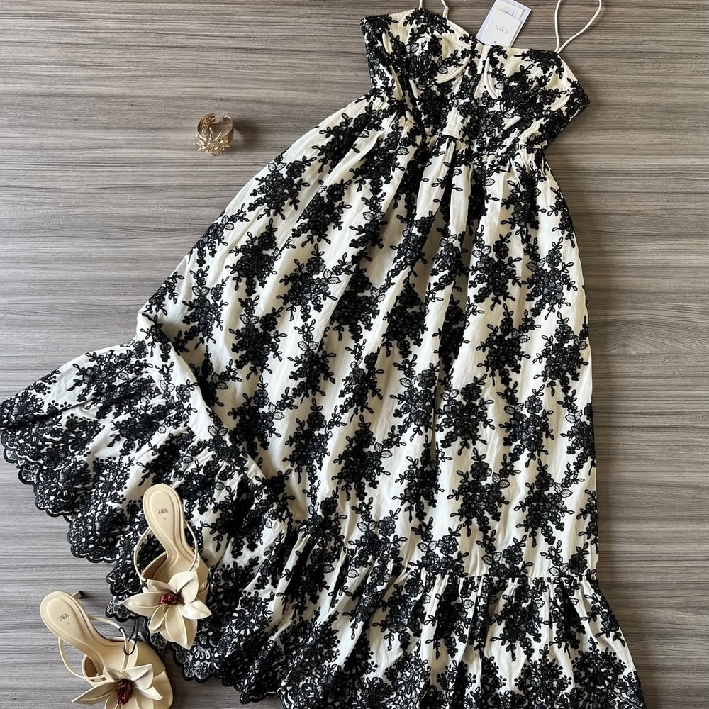 Cami NYC Black and White Floral Dress